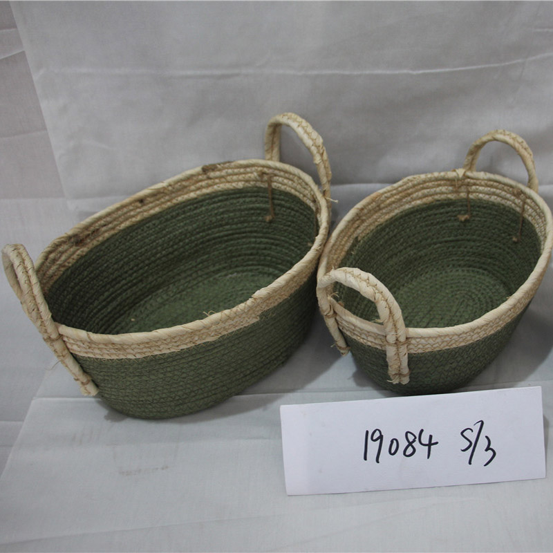 Handgeweven rechthoekige houten spaander wilgenproducten rieten opbergmand met voering