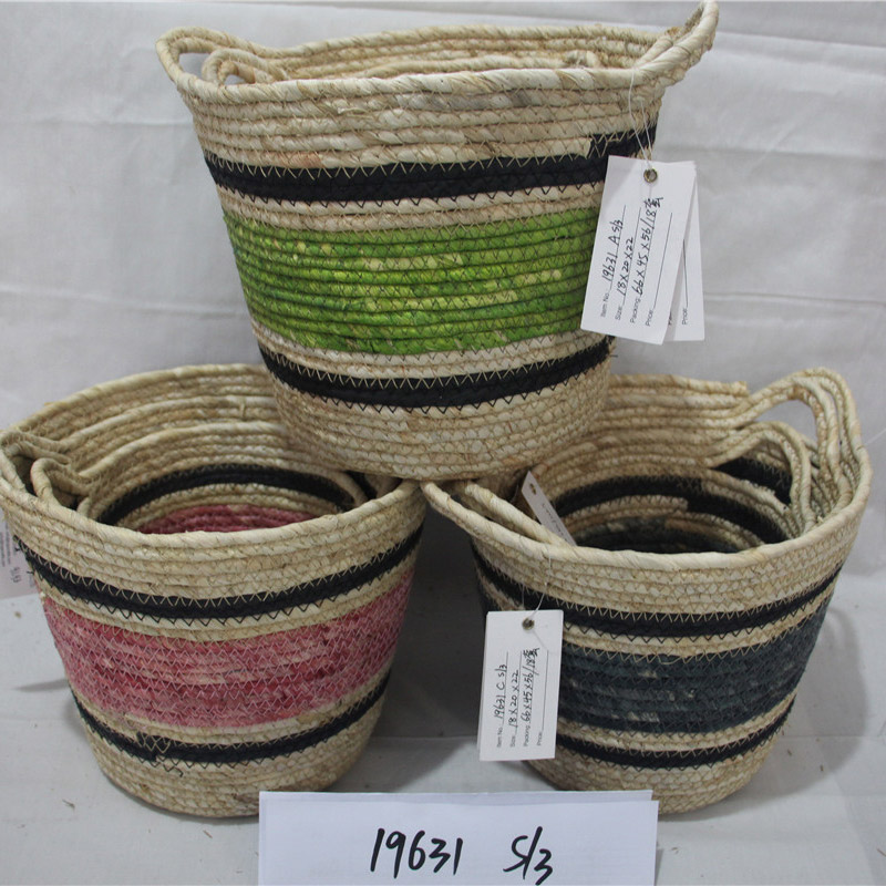 Vuil wasmachine mander opslag Seaweed Box Eenvoudige Decoratie Foldable Container Straw handgemaakte Bamboe Organisator