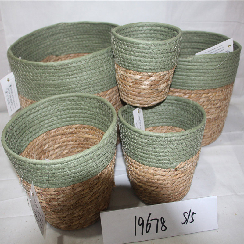 Handgemaakte natuurlijke hand waterhyacint grasmand met handvat